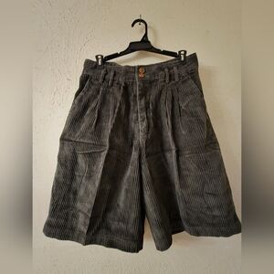 High Waist Gray Corduroy Shorts